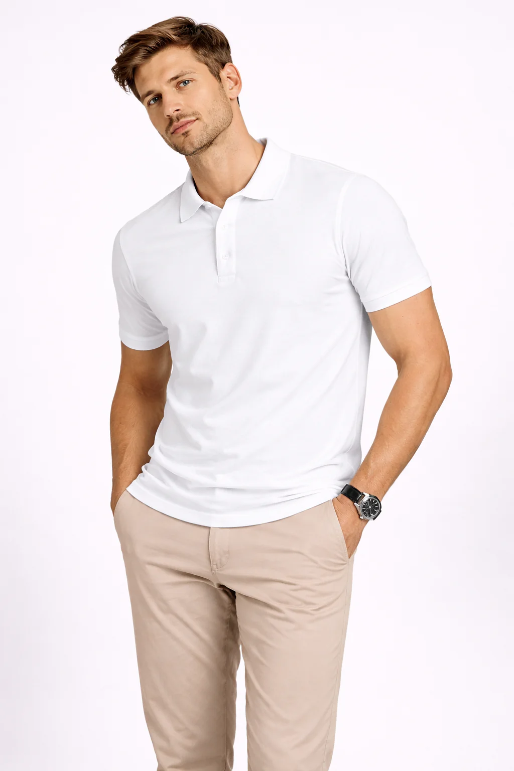 Men's Polo - White - Image 3