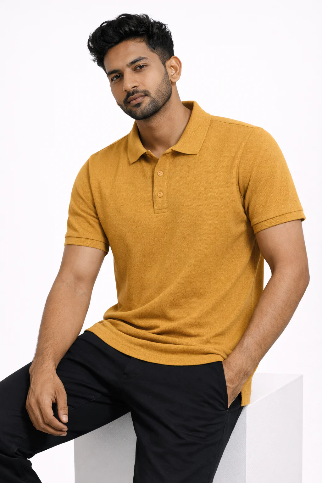 Men's Polo - Mustard Yellow - Image 3