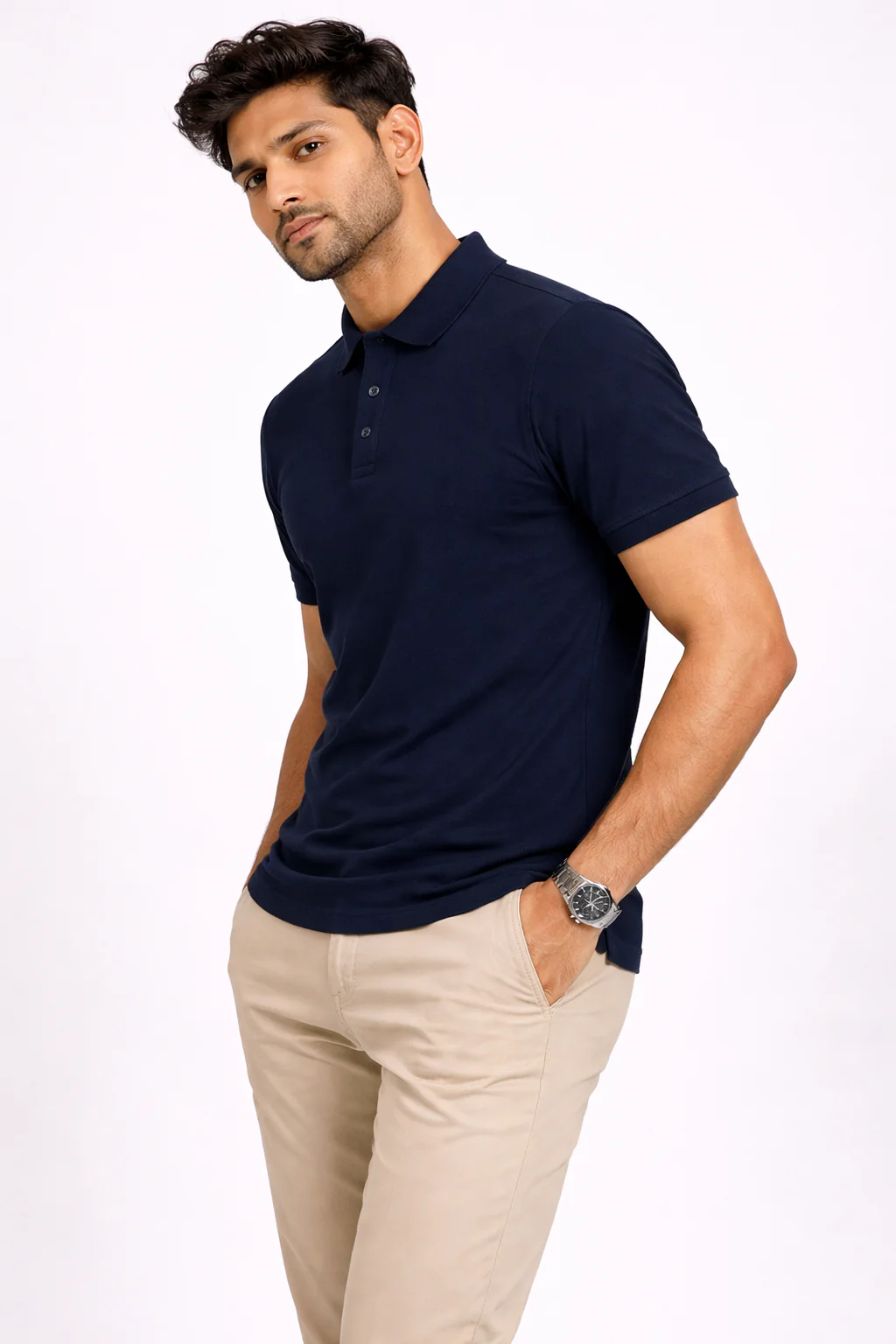 Men's Polo - Navy Blue - Image 4