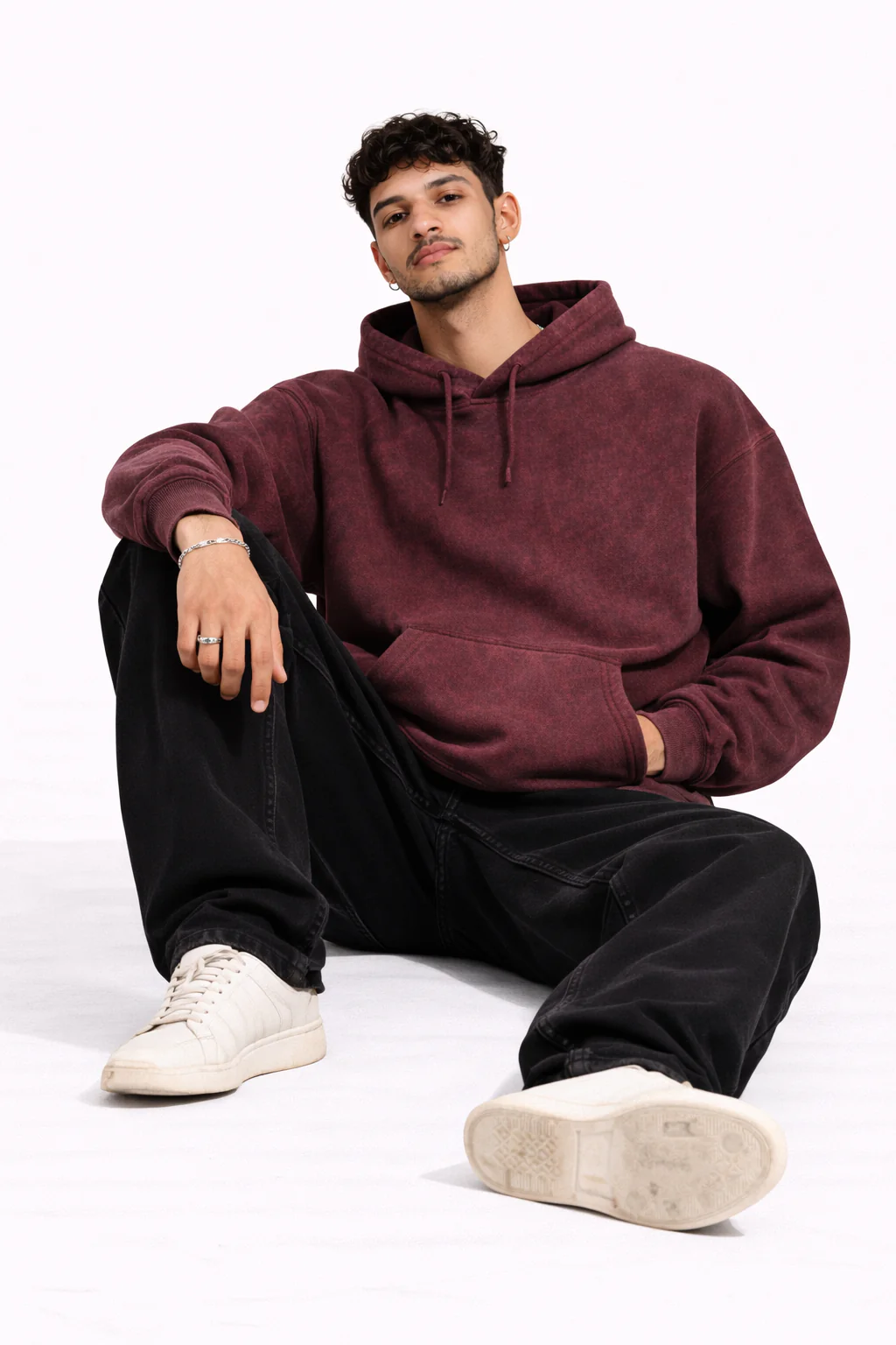 RC | Acid Wash Hooded Sweatshirt | Maroon - Image 3
