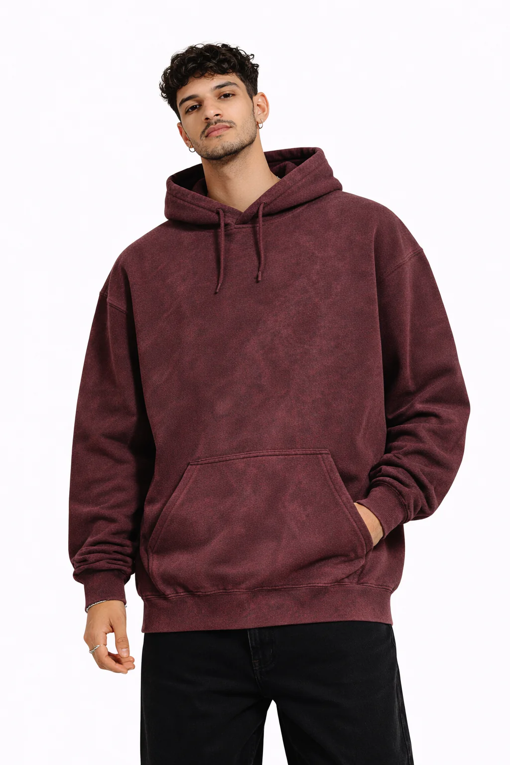 RC | Acid Wash Hooded Sweatshirt | Maroon - Image 4