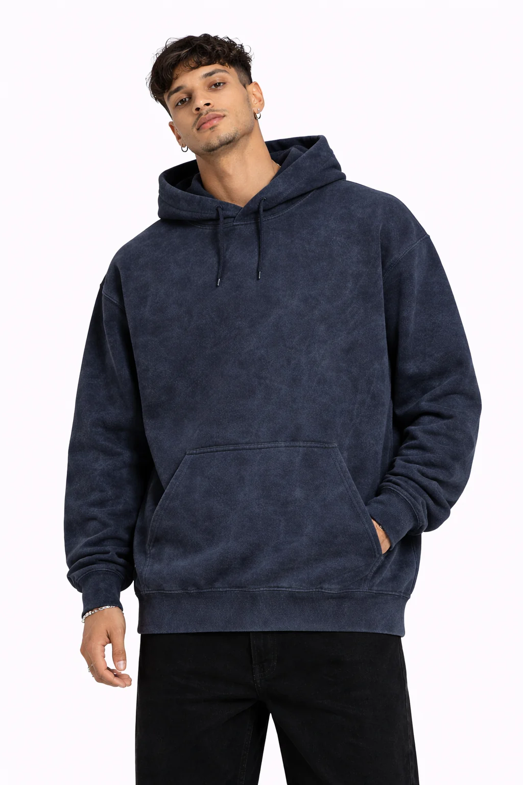 RC | Acid Wash Hooded Sweatshirt | Navy Blue - Image 3