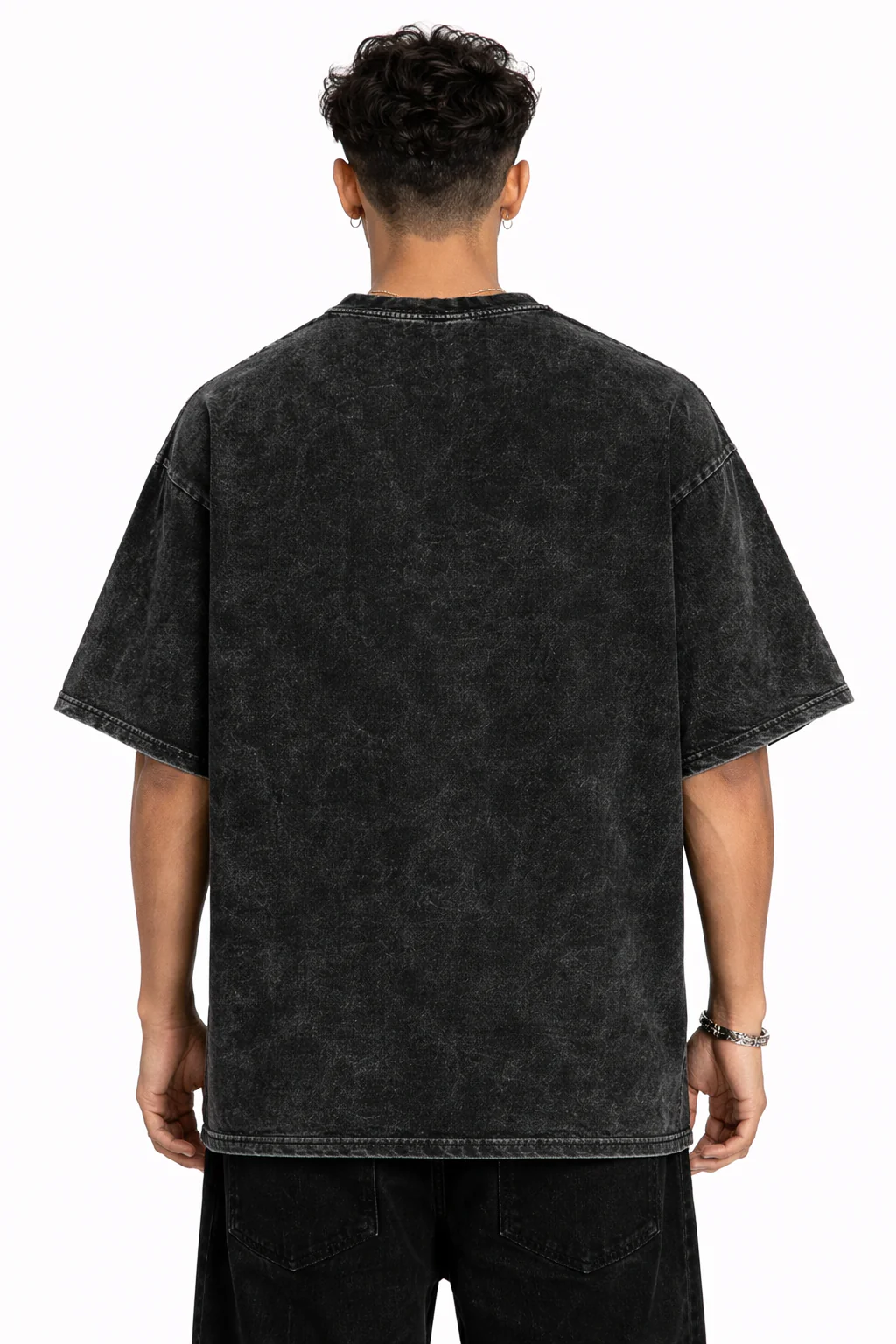 RC | Acid Wash Oversized Classic T-Shirt | Black - Image 3