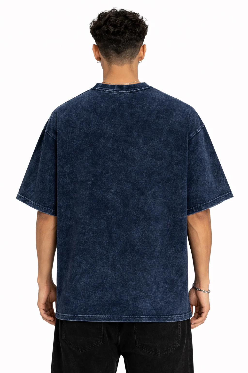 RC | Acid Wash Oversized Classic T-Shirt | Navy Blue - Image 3
