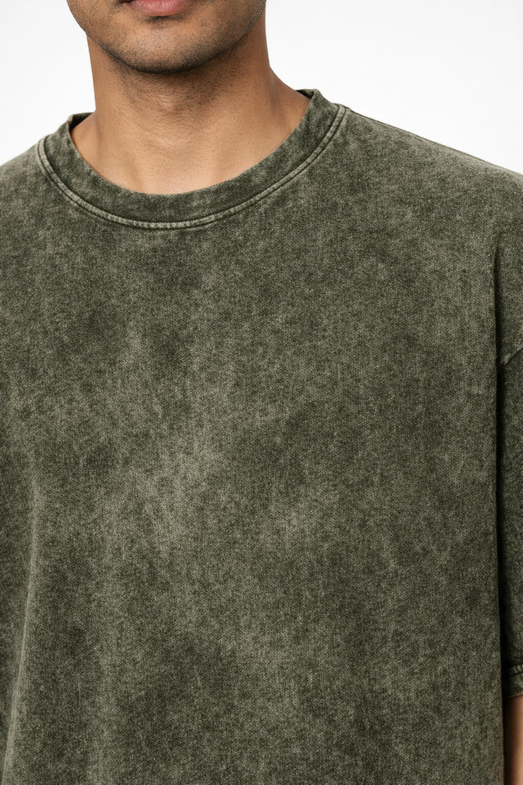 RC | Acid Wash Oversized Classic T-Shirt | Olive Green - Image 3