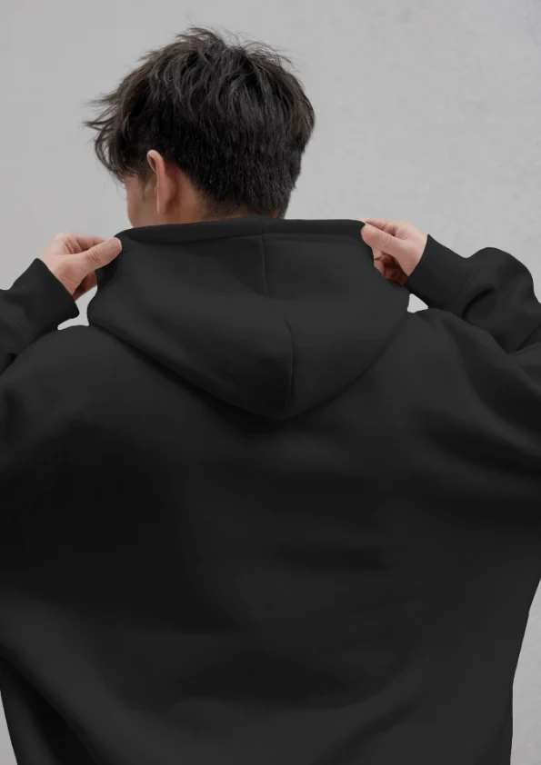 RC | Heavyweight Oversized Hooded Sweatshirt | Black - Image 3