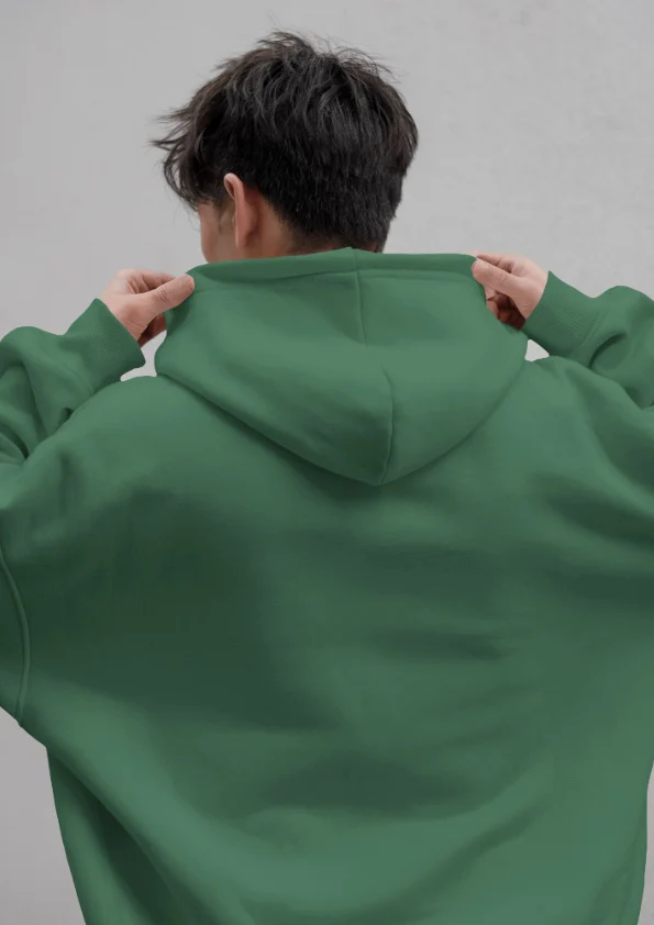 RC | Heavyweight Oversized Hooded Sweatshirt | Bottle Green - Image 3