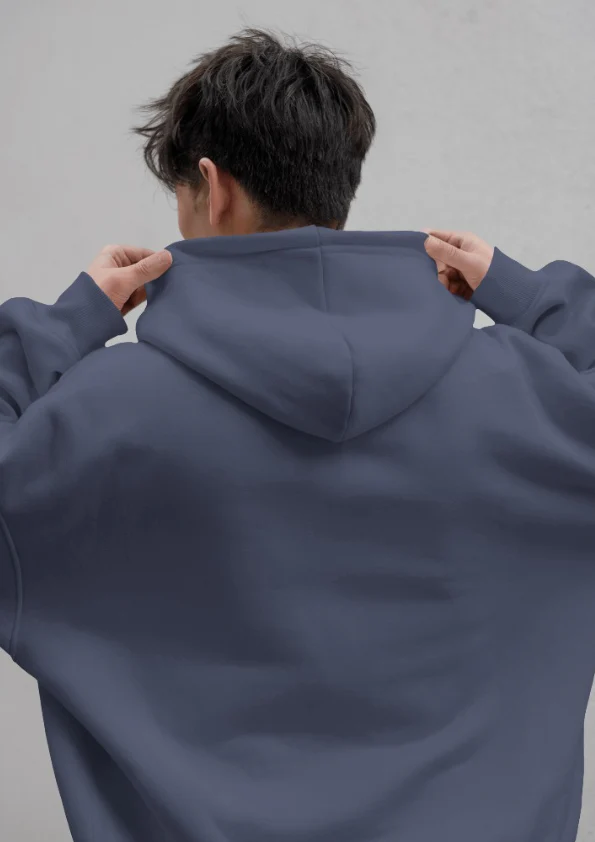 RC | Heavyweight Oversized Hooded Sweatshirt | Navy Blue - Image 3